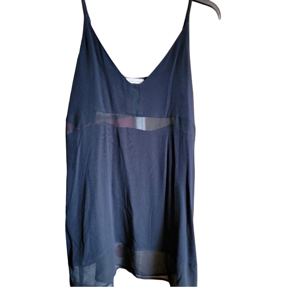 Black with Sheer Panel Spaghetti Strap Top - Size S - EUC